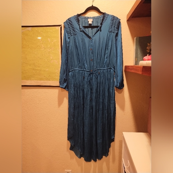 Chico's Turquoise Button Down Dress - Women's Size Large - Picture 1 of 3